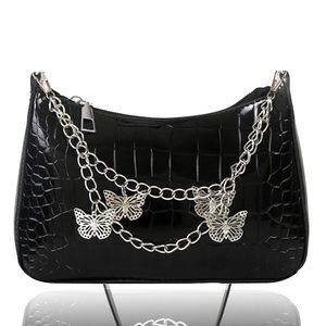 Black Y2K Purse Techno Y2K Tote Bag Butterfly Tote Purse Y2K Crossbody Bag -_-